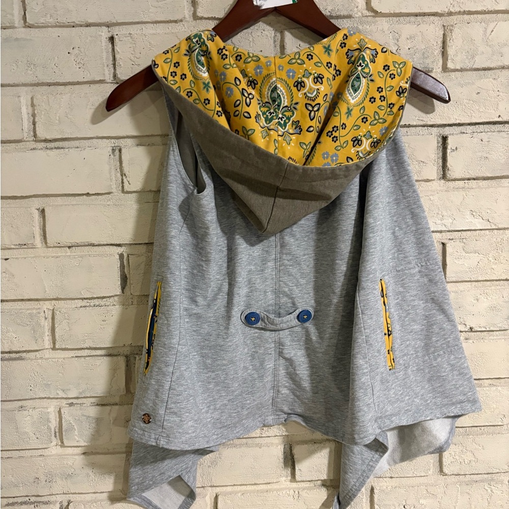 Matilda Jane Gray and Yellow Kids Hooded Cape vest